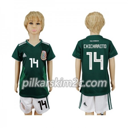 Koszulka Meksyk Chicharito 14 Dziecięca Główna Mistrzostwa Świata 2018 - Koszulki Piłkarskie